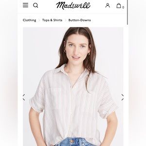 Madewell Courier Shirt in Stitched Rainbow Stripe